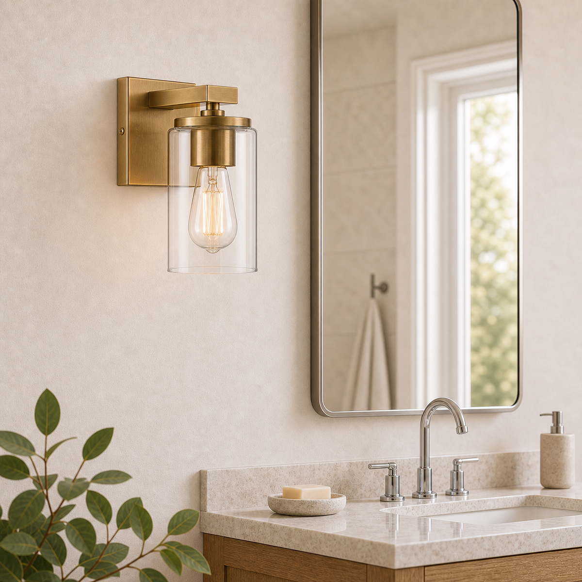 MERIDIAN Bathroom Vanity Light - 1-Light — Splash-Safe Bathroom Mirror Lighting