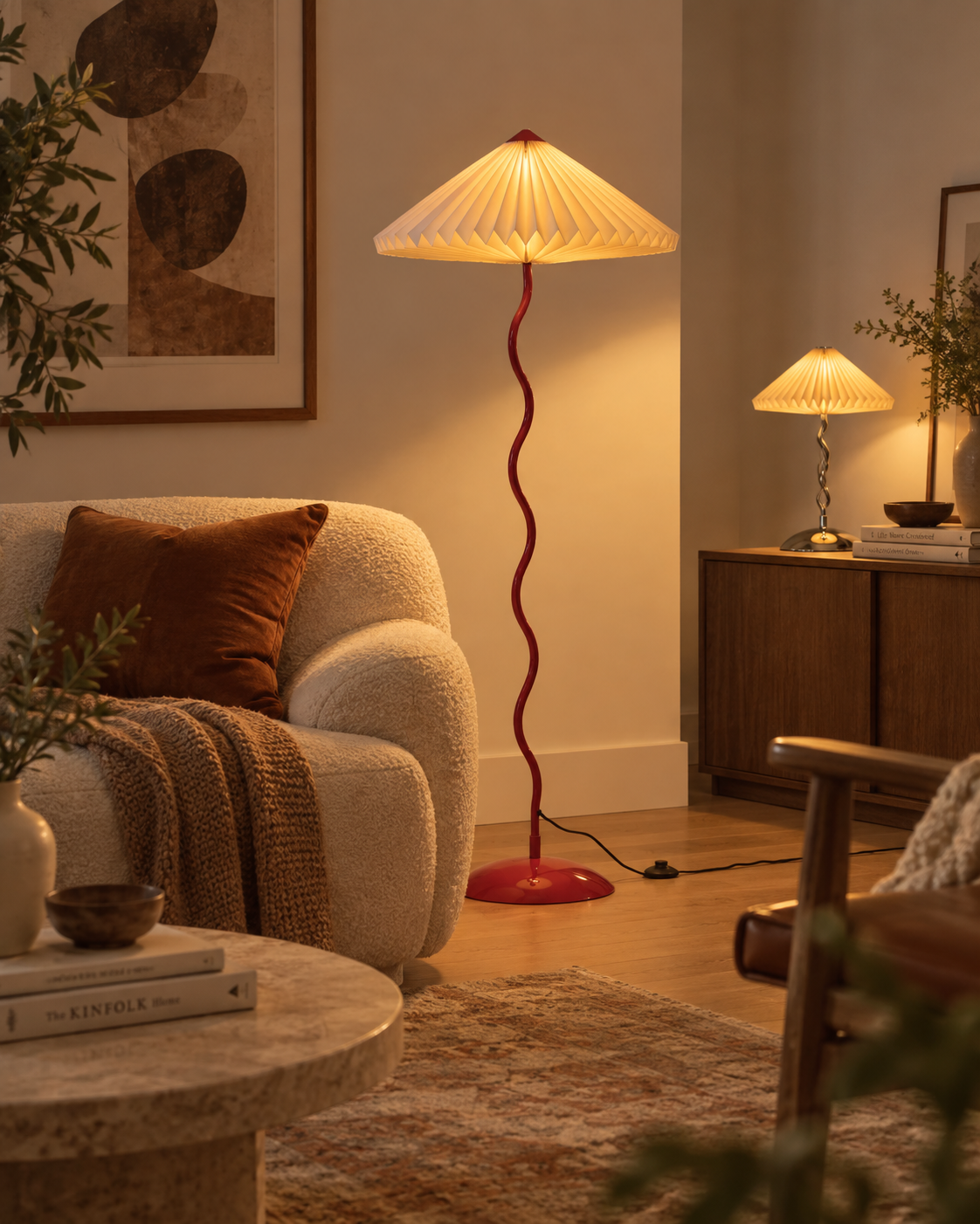 Wavy Floor Lamp - Crimson Red