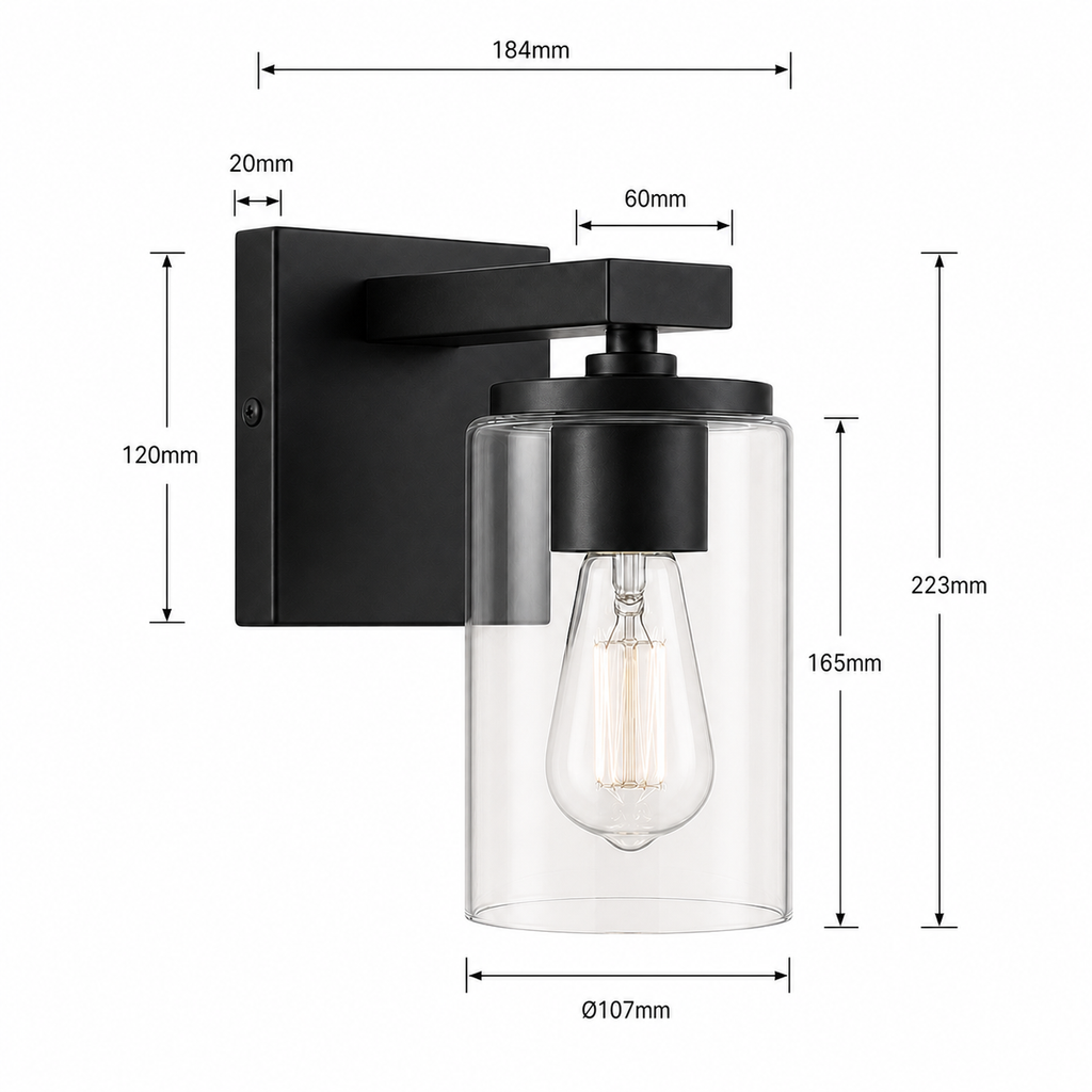 MERIDIAN Bathroom Vanity Light - 1-Light — Splash-Safe Bathroom Mirror Lighting