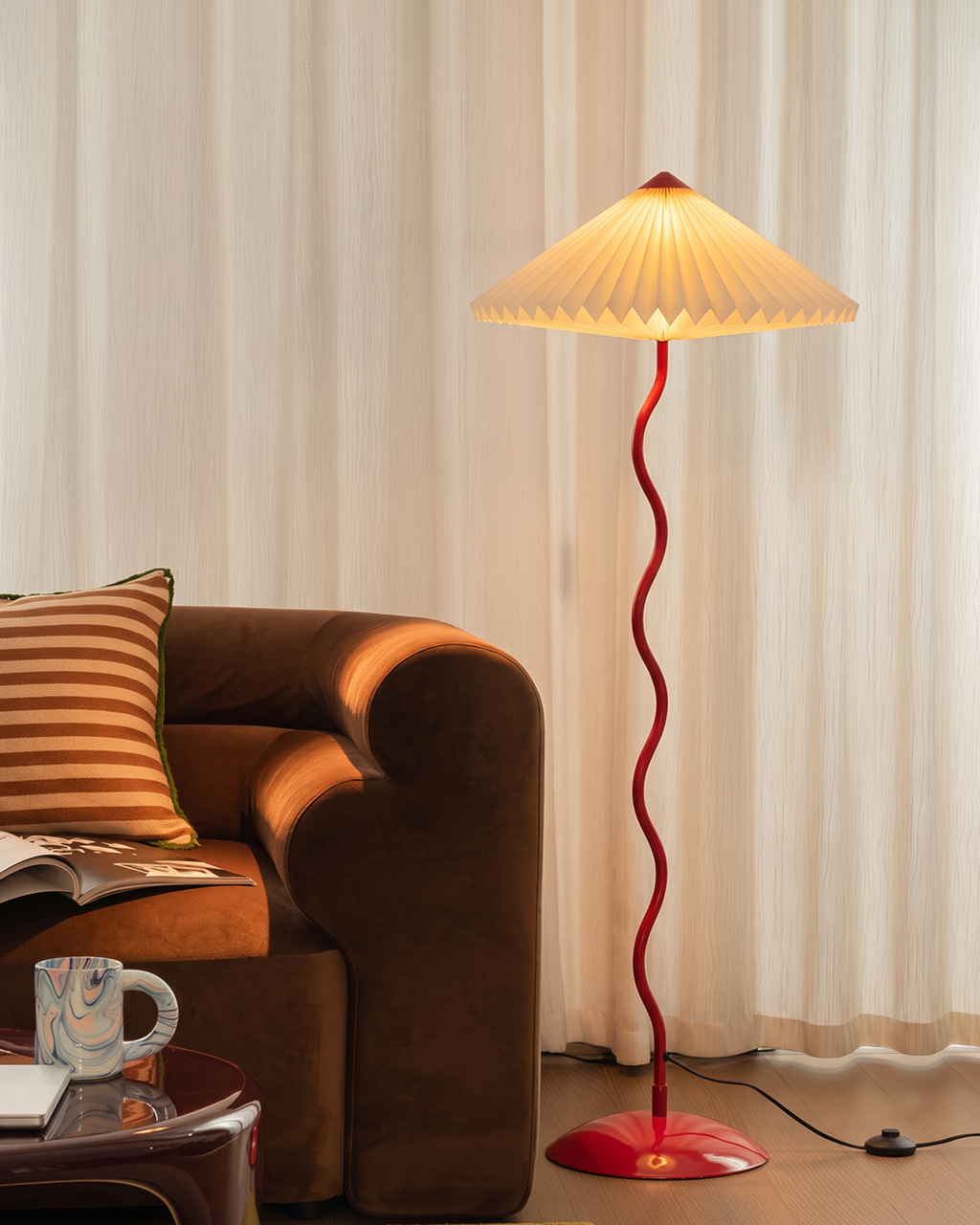 Wavy Floor Lamp - Crimson Red